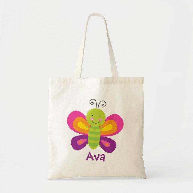 Bolsa Tote Borboleta colorida sacola personalizada (Frente)