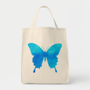 Bolsa Tote Borboleta de Aquarela - Sombras do Azul Céu