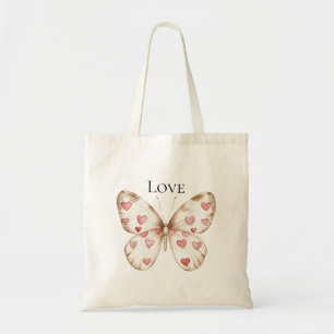Bolsa Tote Borboleta de Corações Vermelhas