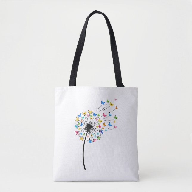 Bolsa Tote Borboleta de dandelion em voo (Frente)