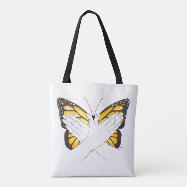 Bolsa Tote Borboleta de monarca no ASL (Verso)