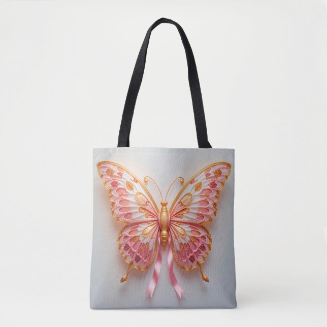 Bolsa Tote Borboleta de papel rendilhado com detalhes cor-de- (Frente)