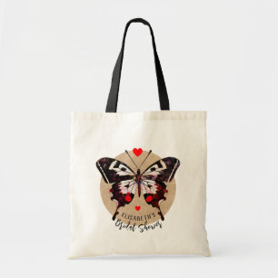 Bolsa Tote Borboleta E Corações Adicione Nome Da Vintagem Cut