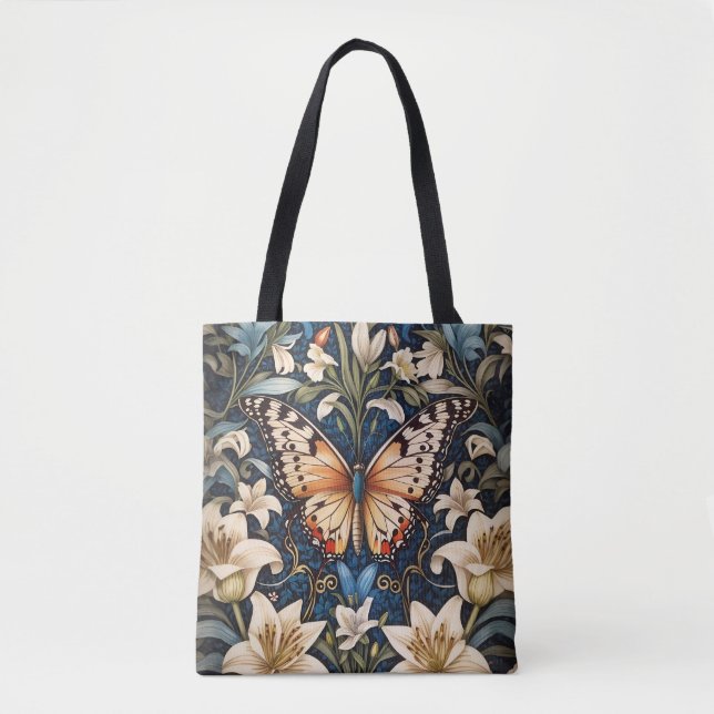 Bolsa Tote Borboleta e lírios Botânicos (Frente)