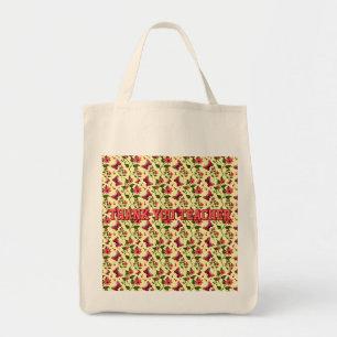 Bolsa Tote Borboleta Floral de Porcelana Fina de Jardim de Pr