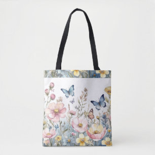 Bolsa Tote Borboleta Floral Pastel - Amantes Elegantes Da Nat