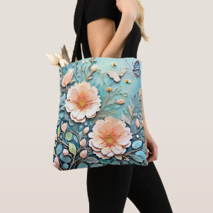 Bolsa Tote Borboleta Floral Pastel Art