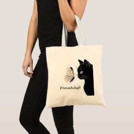 Bolsa Tote Borboleta Gata Preta Freundschaft