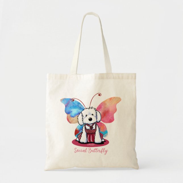 Bolsa Tote Borboleta Maltesa KiniArt (Frente)