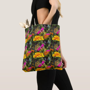 Bolsa Tote Borboleta Monarca em Marigold Rosa