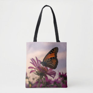 Bolsa Tote Borboleta Monarca na Flor