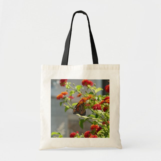 Bolsa Tote Borboleta Monarca no Arbusto de Borboleta Vermelho (Frente)