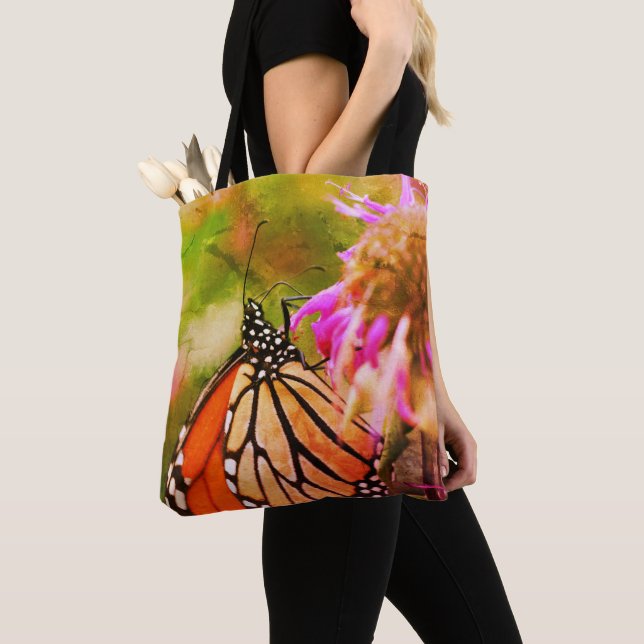 Bolsa Tote Borboleta Monarca Sobre Arte Flor Fechar (Close Up)