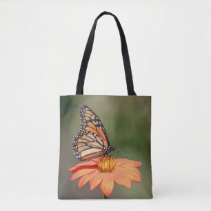 Bolsa Tote Borboleta Monarca sobre flor de laranja
