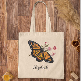 Bolsa Tote Borboleta Monarca Vintage Com Nome Cute Colorido