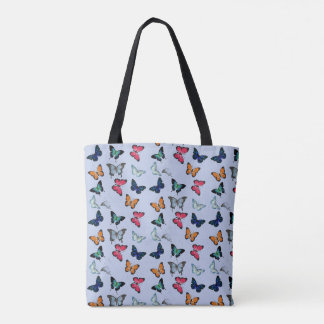 Bolsa Tote Borboleta Multicolor com Cor de Fundo Personalizad