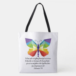 Bolsa Tote Borboleta pintada com verso de Eclesiastes 3:11