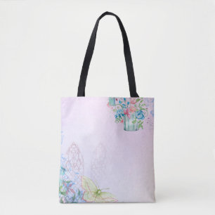Bolsa Tote Borboleta romântica de fundo