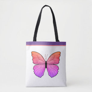 Bolsa Tote Borboleta rosa com nome