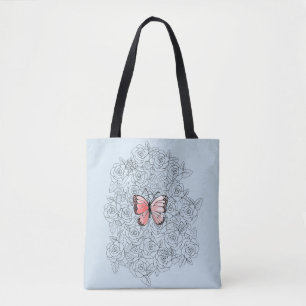 Bolsa Tote Borboleta Rosa E Arte Rosa