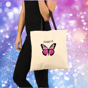 Bolsa Tote Borboleta rosa personalizada  
