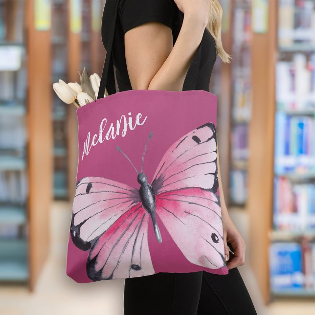 Bolsa Tote Borboleta Rosa Trendy Bold (Criador carregado)