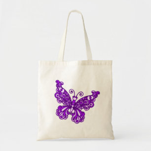Bolsa Tote Borboleta roxa e saco de toalha creme