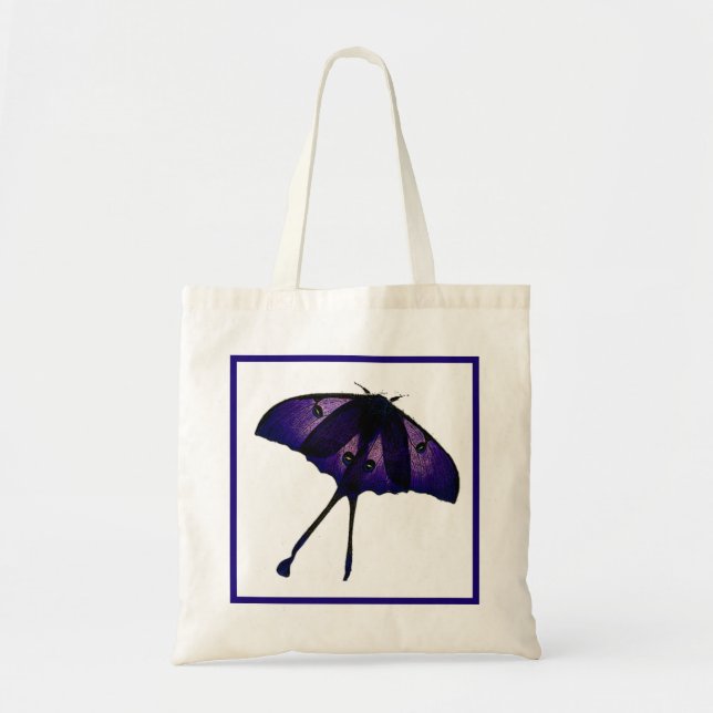 Bolsa Tote Borboleta Roxa na Natureza Primavera (Frente)