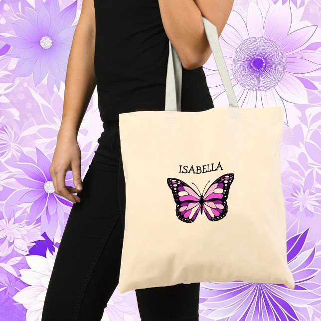 Bolsa Tote Borboleta Roxa Personalizada (Criador carregado)