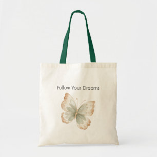 Bolsa Tote Borboleta Verde Creme Marrom  
