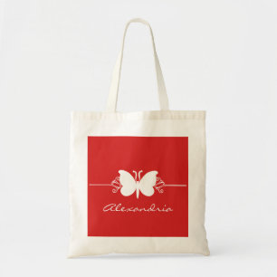 Bolsa Tote Borboleta Vermelha Escura Roda Tote Bag