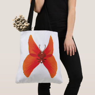Bolsa Tote Borboleta Vermelha Laranja com o seu nome