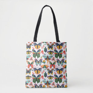 Bolsa Tote Borboletas Boho: Padrão de Papel de Carteira Invis