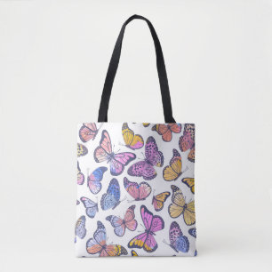 Bolsa Tote Borboletas De Aquarelas: Padrão De Vintagem De Pas