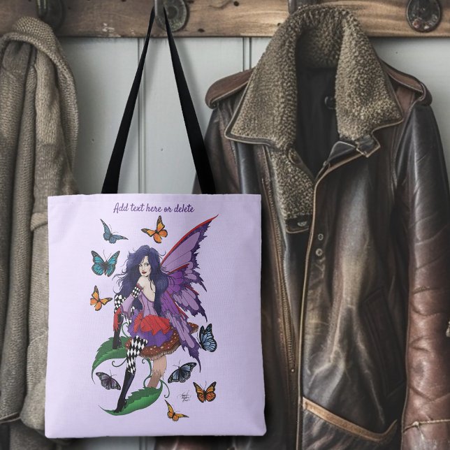 Bolsa Tote Borboletas de Cogumelo de Leite Roxo (Criador carregado)