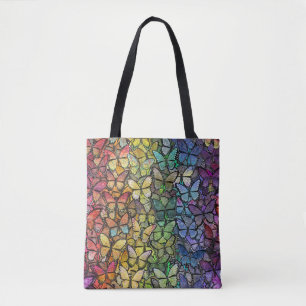 Bolsa Tote borboletas de fantasia arco-íris