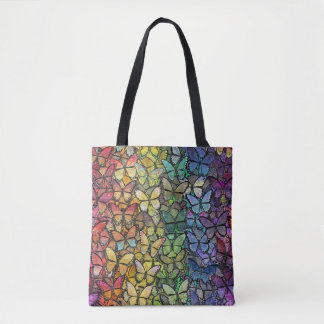 Bolsa Tote borboletas de fantasia arco-íris