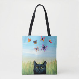 Bolsa Tote Borboletas de gato preto 606