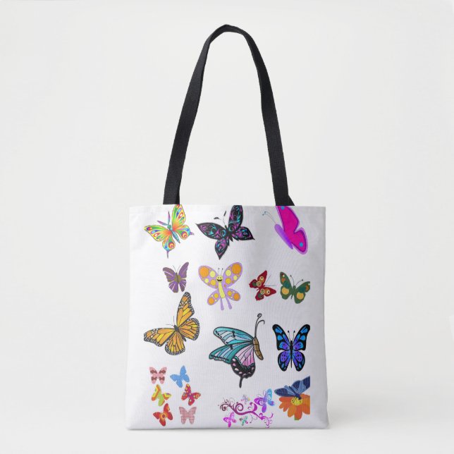 Bolsa Tote borboletas de toalha (Frente)