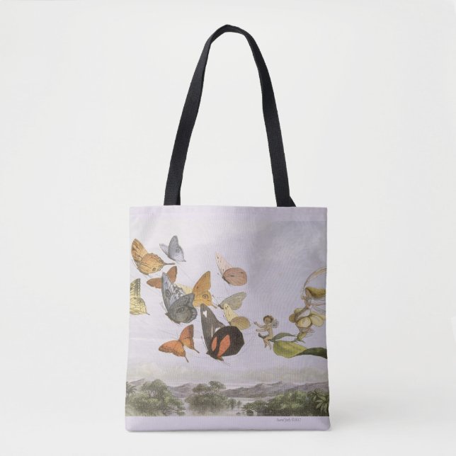 Bolsa Tote borboletas e fadas em vôo (Frente)