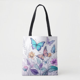 Bolsa Tote Borboletas e Florais