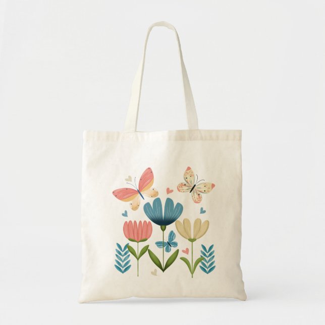Bolsa Tote Borboletas e flores (Frente)