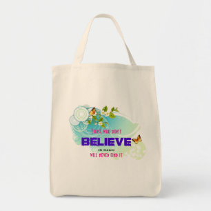 Bolsa Tote Borboletas e flores da flor com citações mágica