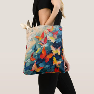 Bolsa Tote Borboletas em Movimento – Voo Abstrato Expressivo