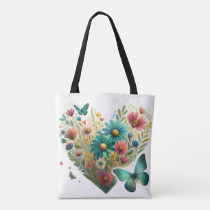 Bolsa Tote Borboletas Flor Silvestre Sussurrante Botânica