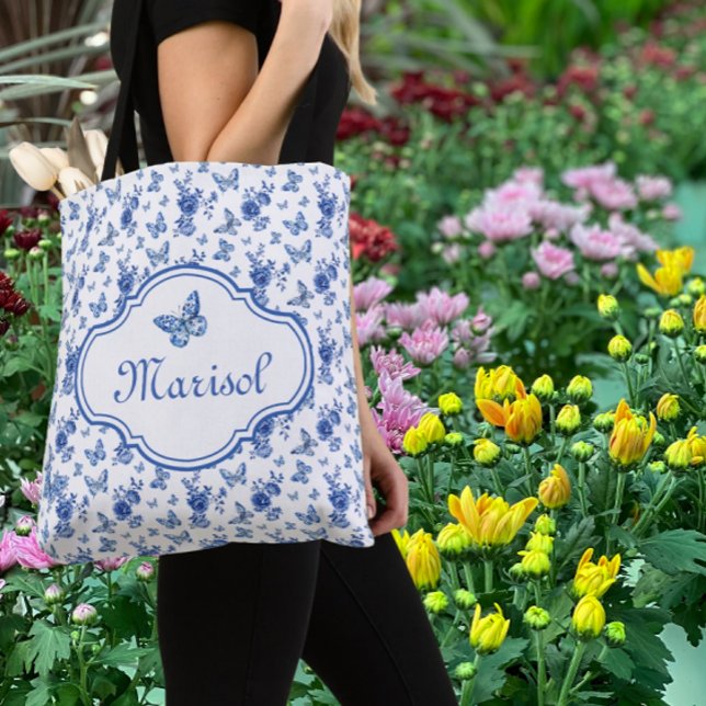 Bolsa Tote Borboletas Flores Chinesas Personalizadas (Personalize for someone special!)