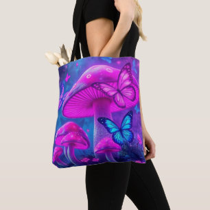 Bolsa Tote Borboletas, Flores e Cogumelos Fairycore