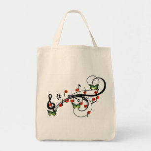 Bolsa Tote Borboletas musicais verdes