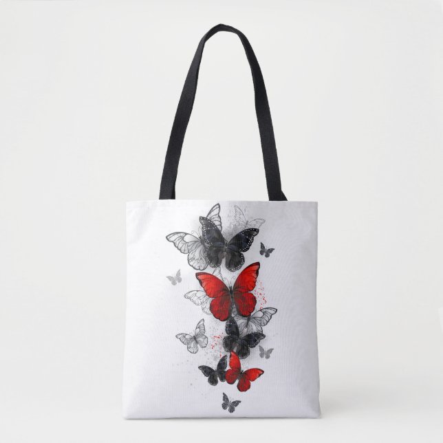 Bolsa Tote Borboletas Negras e Vermelhas (Frente)