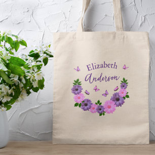Bolsa Tote Borboletas rosa e púrpura
